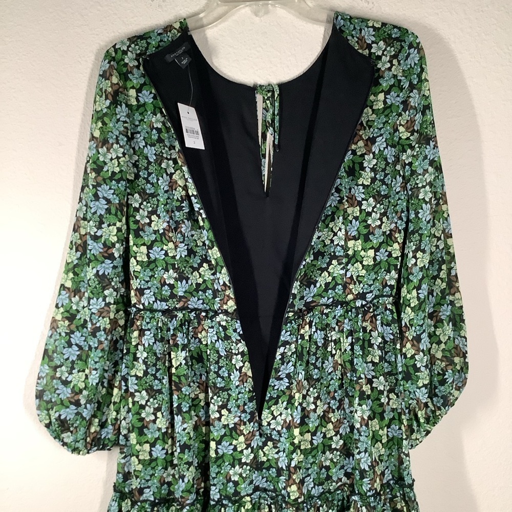 ANN TAYLOR Green Floral Tiered Dress Long Sleeve Midi NEW Ditsy Career Boho 2 - Picture 11 of 13